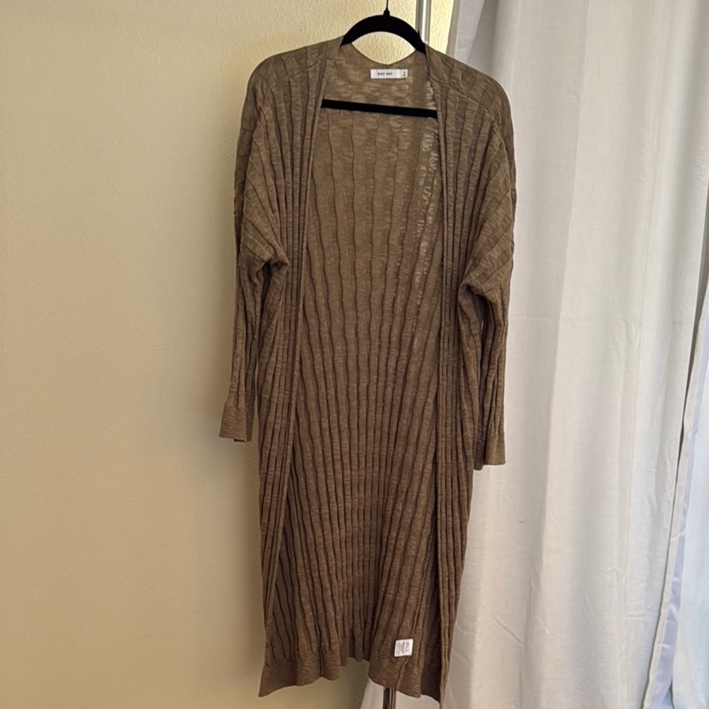 Mod Ref Brown Ribbed Long Cardigan